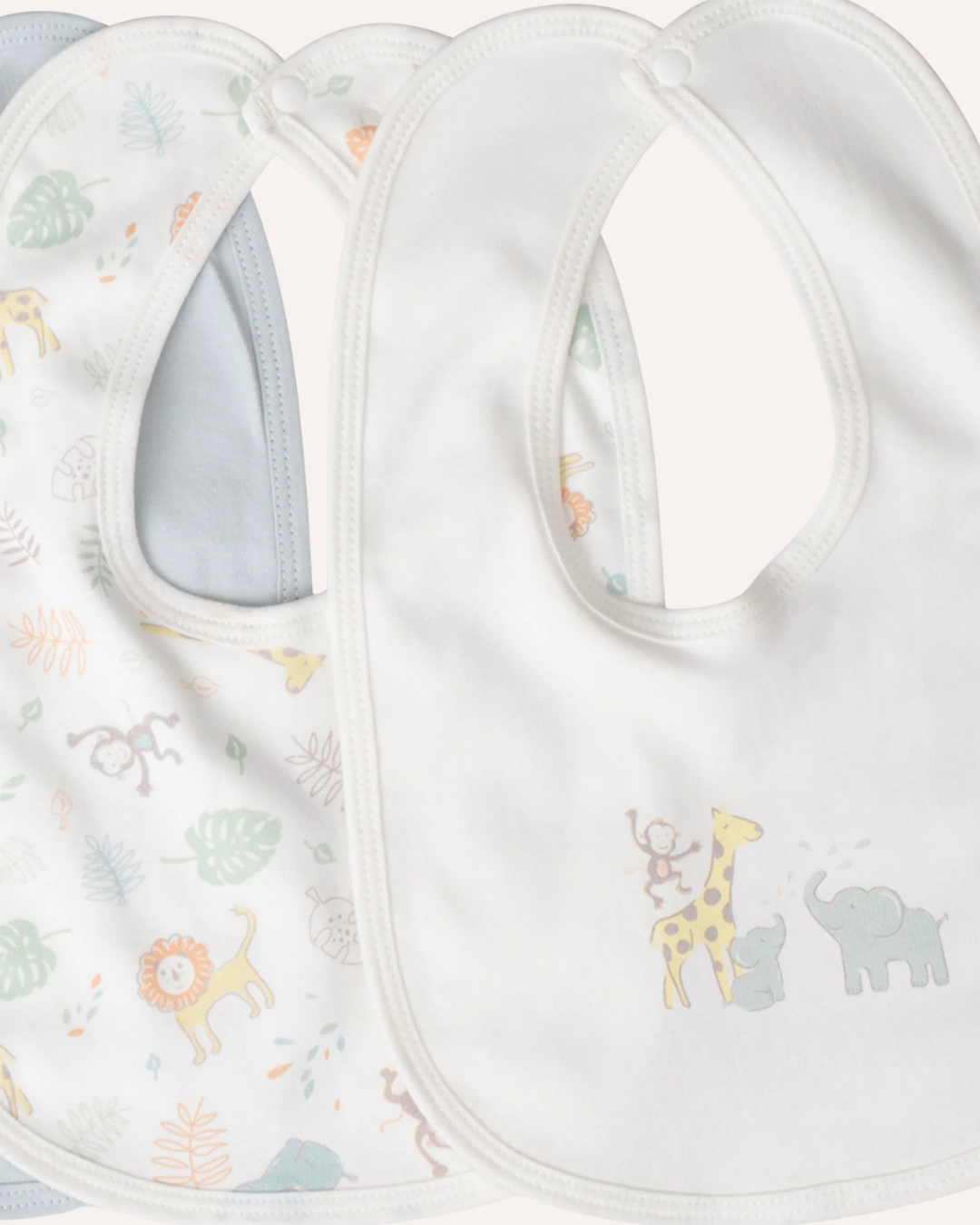 LITTLE BAMBOO - COTTON JERSEY BIBS 5PK - GIRRAFFE