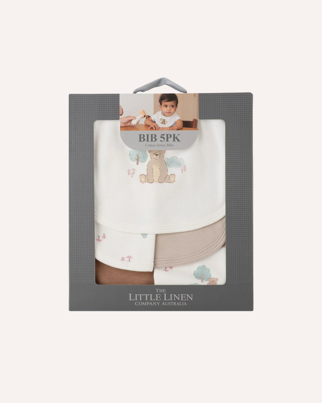 LITTLE BAMBOO - COTTON JERSEY BIBS 5PK - BEAR