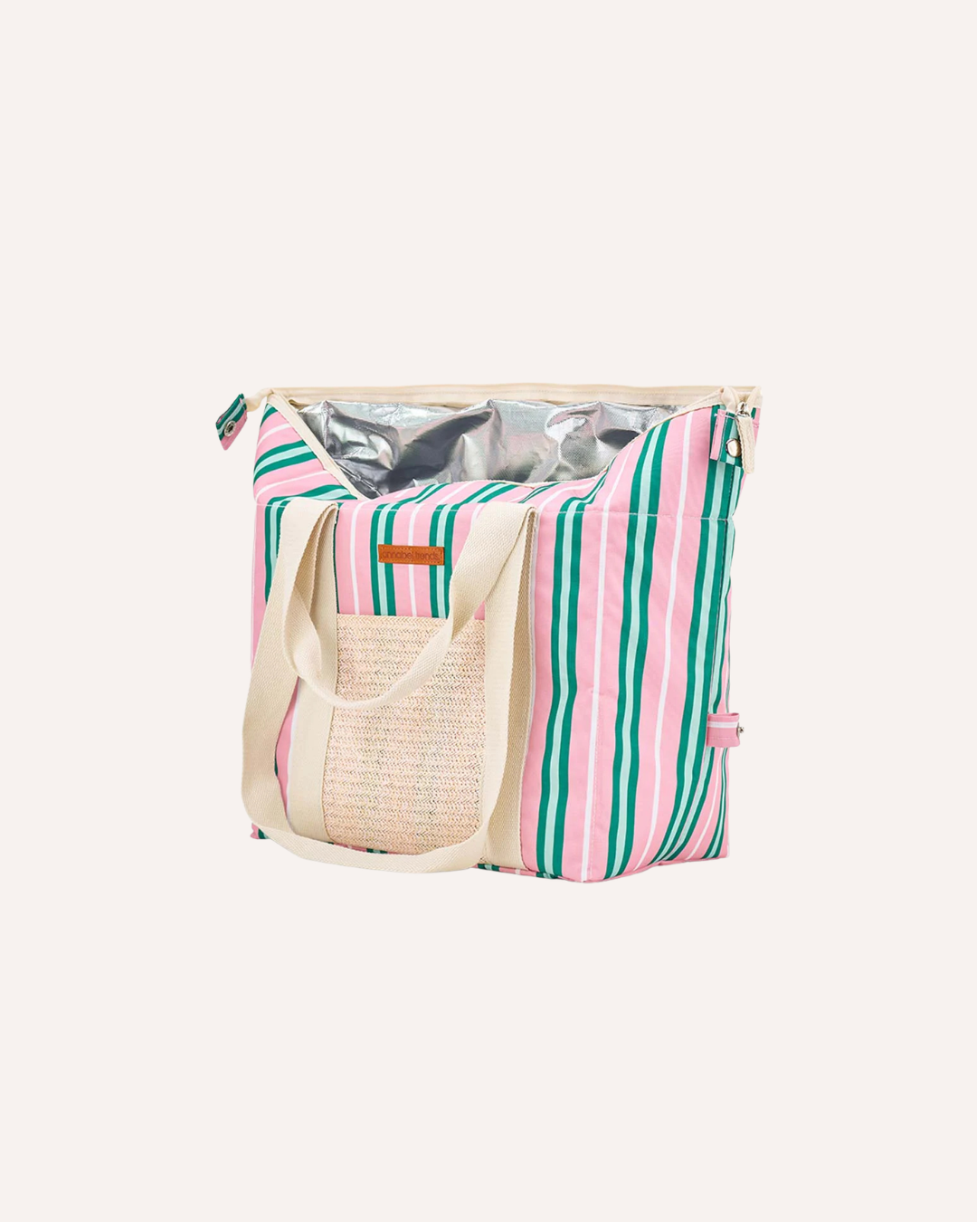 ANNABEL TRENDS - PICNIC COOLER BAG - PINK GREEN STRIPE