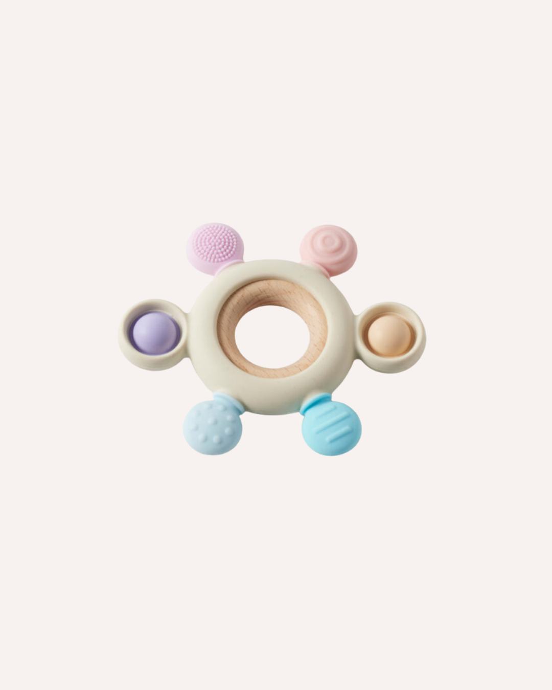 JIGGLE & GIGGLE - SENSORY SILICONE & WOOD TEETHER