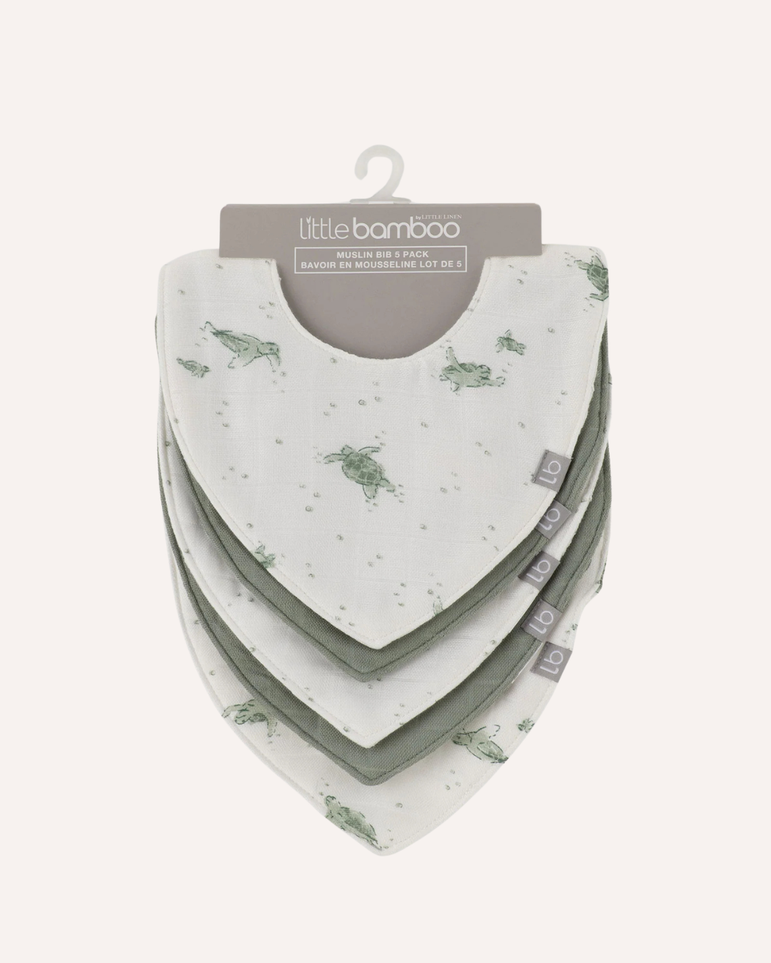 LITTLE BAMBOO - BAMBOO MUSLIN BIBS 5PK - TURTLE BAY