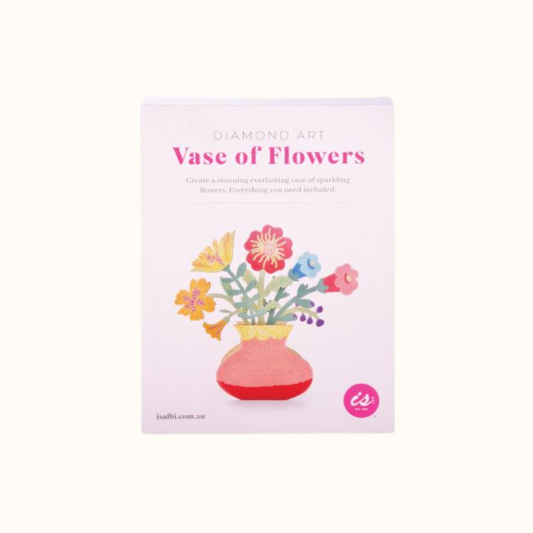 ISALBI DIAMOND ART VASE OF FLOWERS - RED