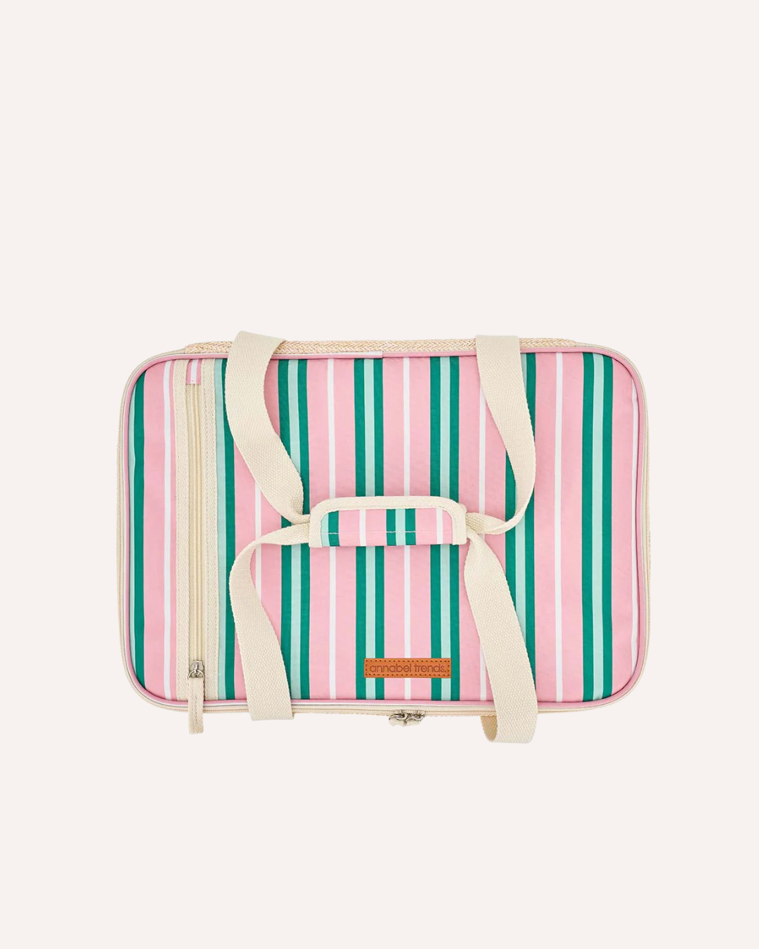 ANNABEL TRENDS - PICNIC MAKE AND TAKE BAG - PINK GREEN STRIPE