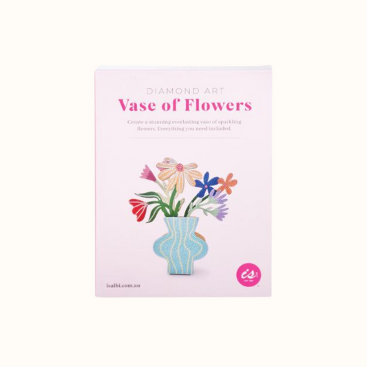 ISALBI DIAMOND ART VASE OF FLOWERS - BLUE