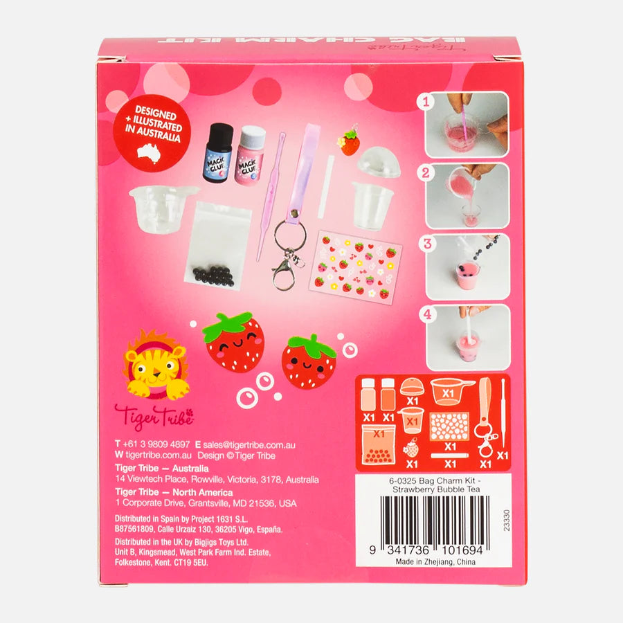 TIGERTRIBE - BAG CHARM KIT - STRAWBERRY BUBBLE TEA