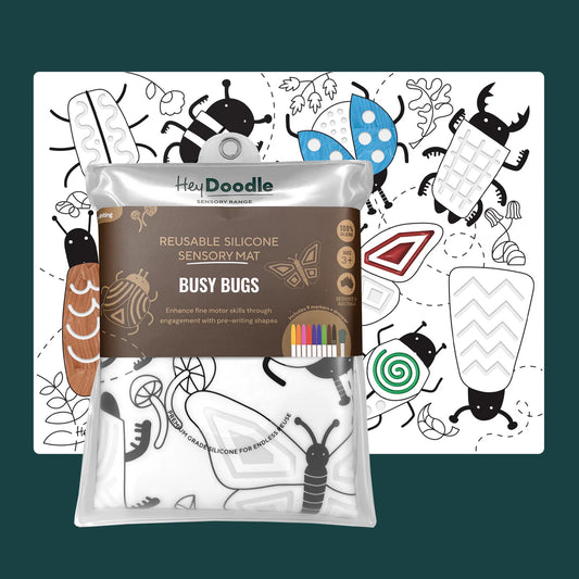 HEY DOODLE SENSORY COLOURING & DOODLE MAT - BUSY BUGS
