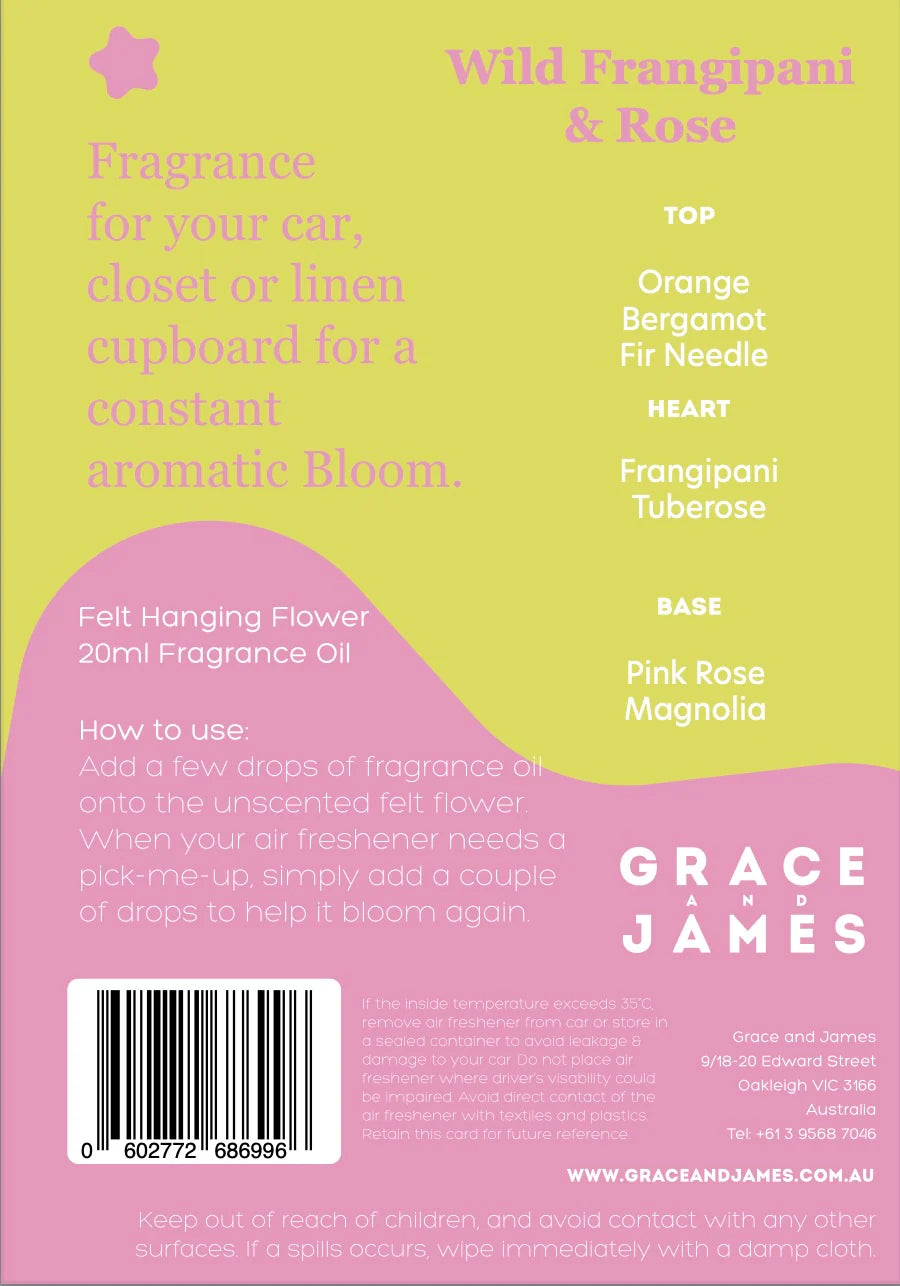 BLOOM FELT AIR FRESHENER - WILD FRANGIPANI & ROSE