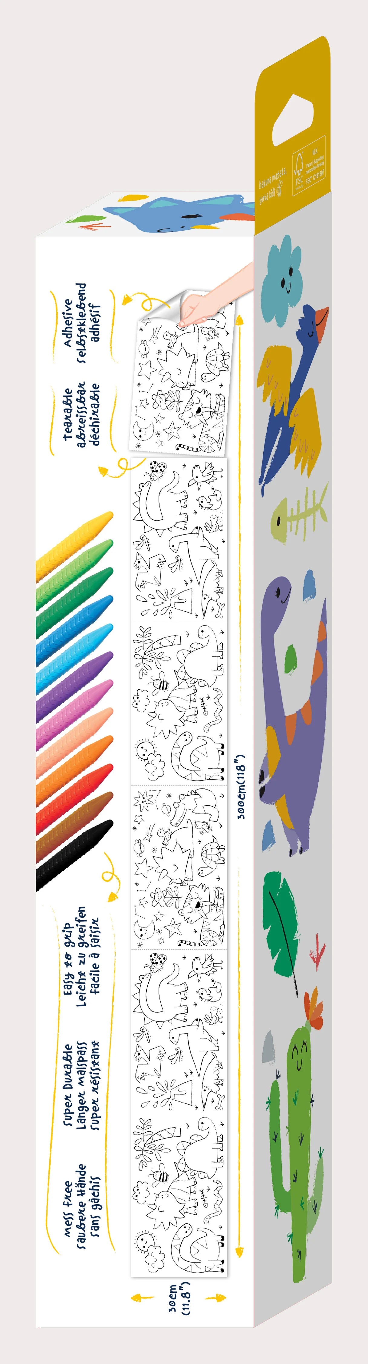 HAKU YOKA COLOURING ROLL KIIT - DINO WORLD!