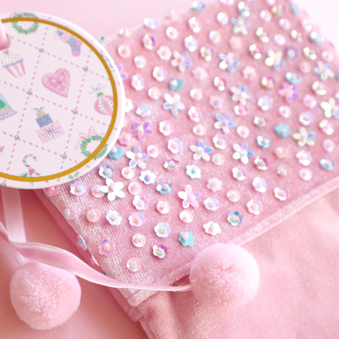 FESTIVE LAUREN HINKLEY SEQUIN STOCKING - PINK