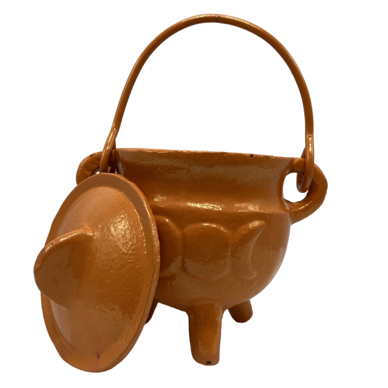 TRIPLE MOON CAST IRON CAULDRON - SMALL ORANGE