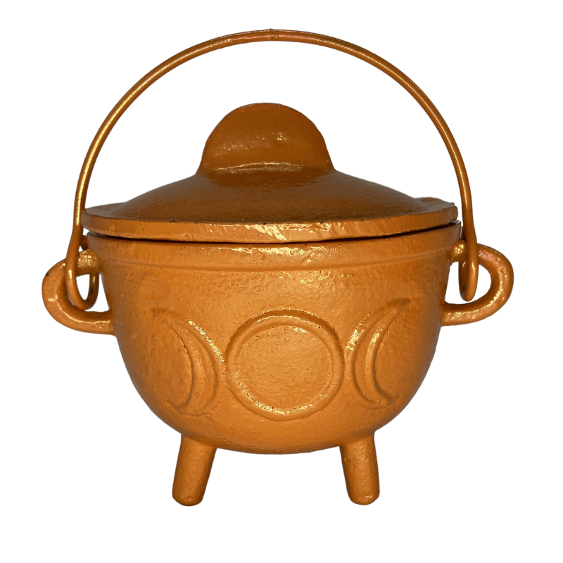 CAST IRON CAULDRON - LARGE ORANGE