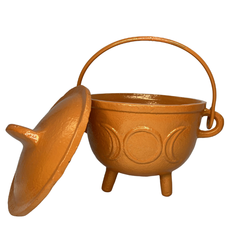CAST IRON CAULDRON - LARGE ORANGE