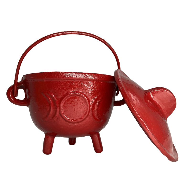 CAST IRON CAULDRON - LARGE RED