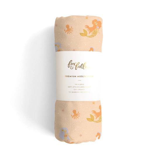 FOX & FALLOW PREMIUM MUSLIN WRAP - MERMAID