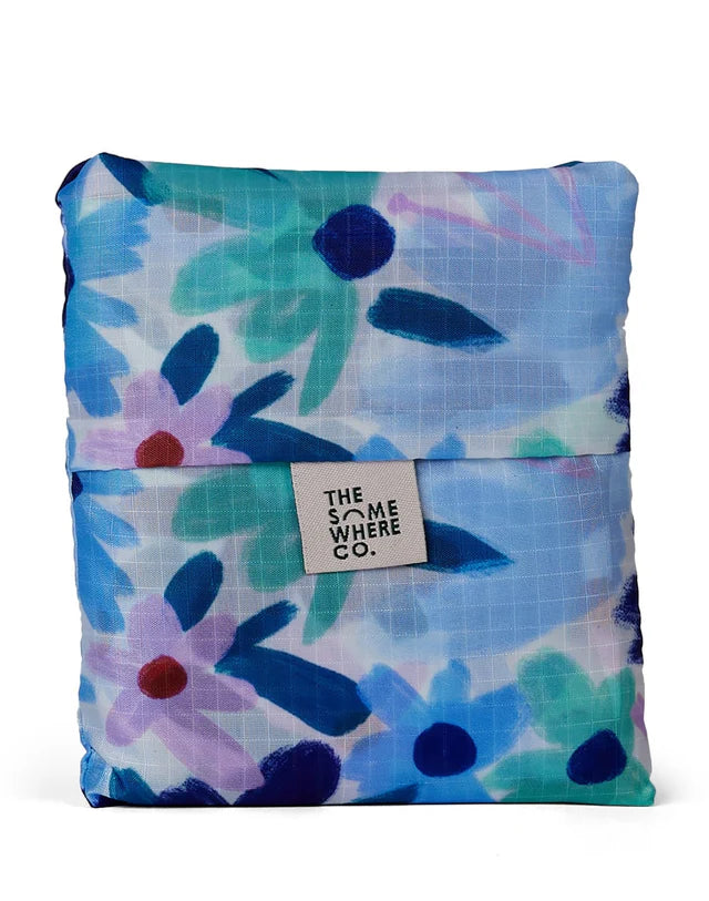 THE SOMEWHERE CO. REUSABLE SHOPPING BAG - BLUE MEADOW