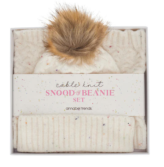 ANNABEL TRENDS SNOOD & BEANIE SET - SPECKLE CREAM