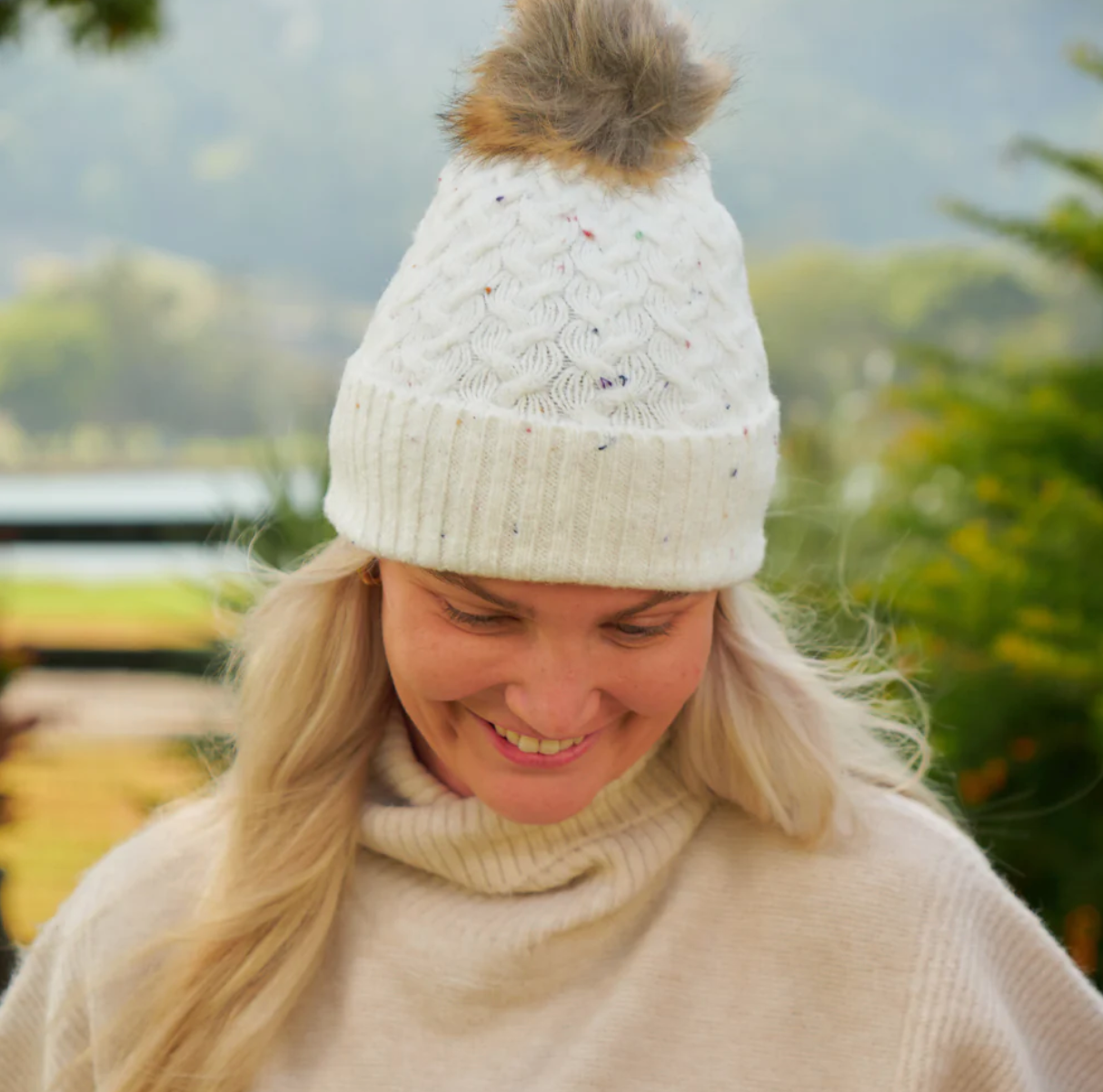 ANNABEL TRENDS SNOOD & BEANIE SET - SPECKLE CREAM