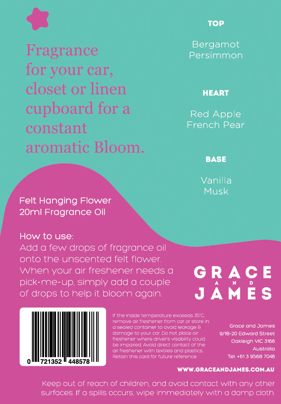 GRACE AND JAMES FELT AIR DIFFUSER - PERSIMMON & VANILLA