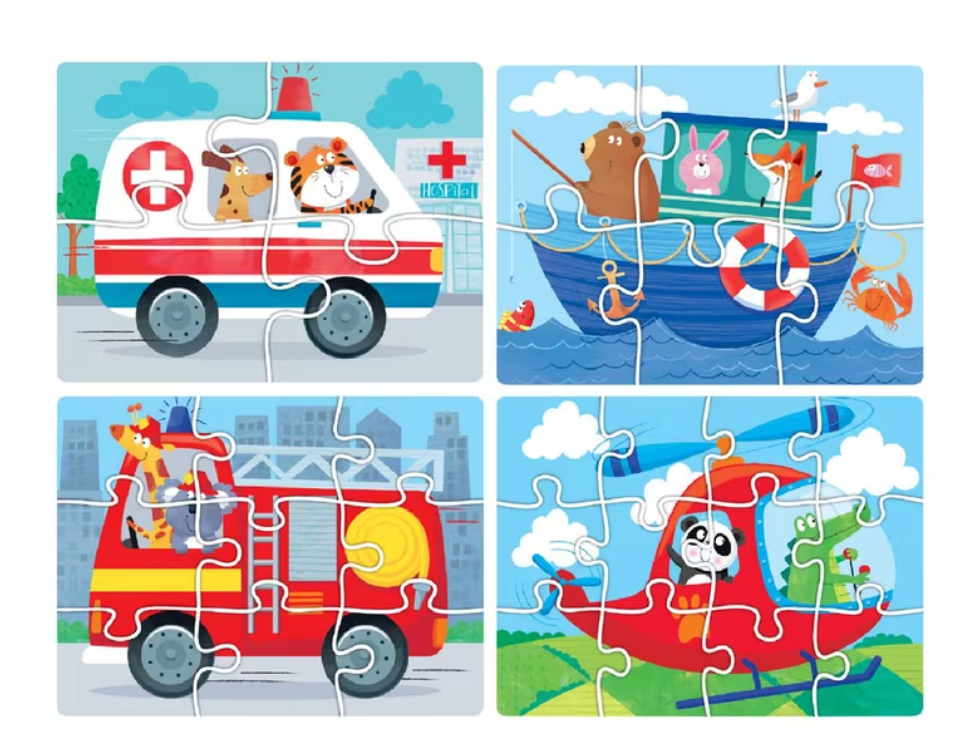 LEARNING CAN BE FUN - 4 IN 1 PUZZLE SET - THINGS THAT GO