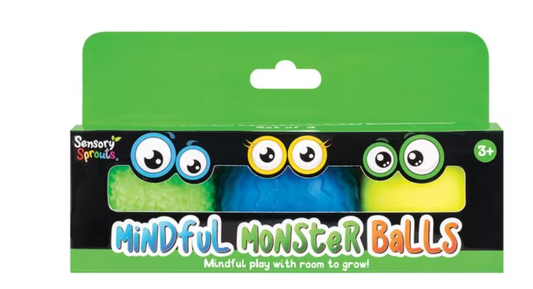 SENSORY SPROUTS - MINDFUL MONSTER BALLS - GREEN/BLUE/YELLOW