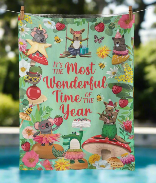 FESTIVE LA LA LAND BUSH PARTY TEA TOWEL