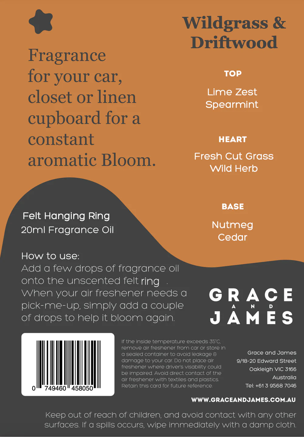 BLOOM FELT AIR FRESHENER - WILDGRASS & DRIFTWOOD