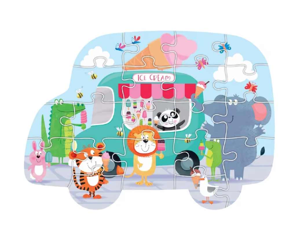 LEARNING CAN BE FUN - 20 PIECE SHAPED PUZZLE - ICE CREAM PARTY