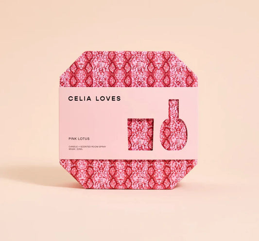 CELIA LOVES CANDLE AND ROOM SPRAY DUO SET - PINK LOTUS