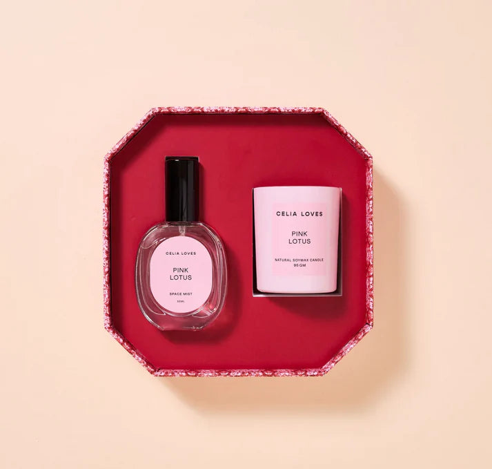 CELIA LOVES CANDLE AND ROOM SPRAY DUO SET - PINK LOTUS