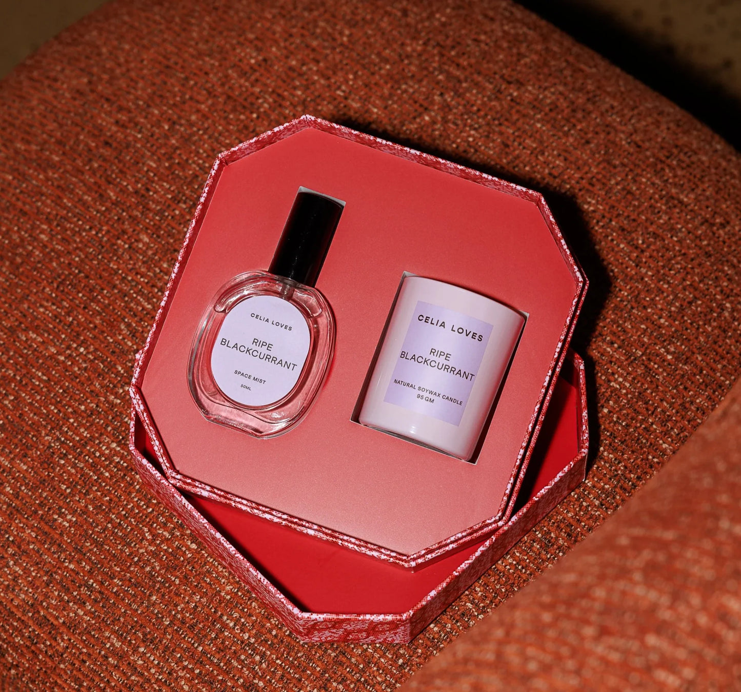 CELIA LOVES CANDLE AND ROOM SPRAY DUO SET - RIPE BLACKCURRANT