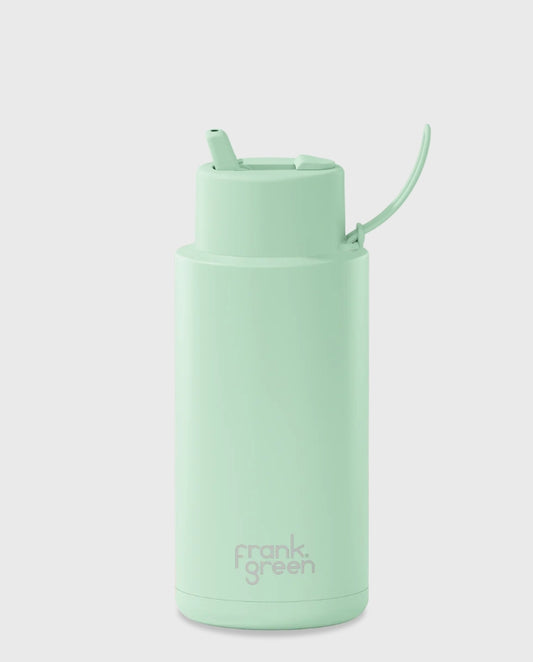FRANK GREEN 1L CERAMIC DRINK BOTTLE WITH STRAW - MINT GELATO