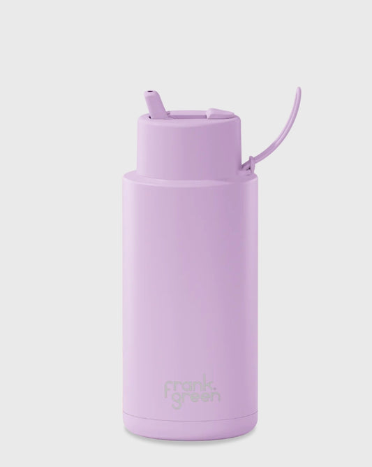 FRANK GREEN 1L CERAMIC DRINK BOTTLE WITH STRAW - LILAC HAZE