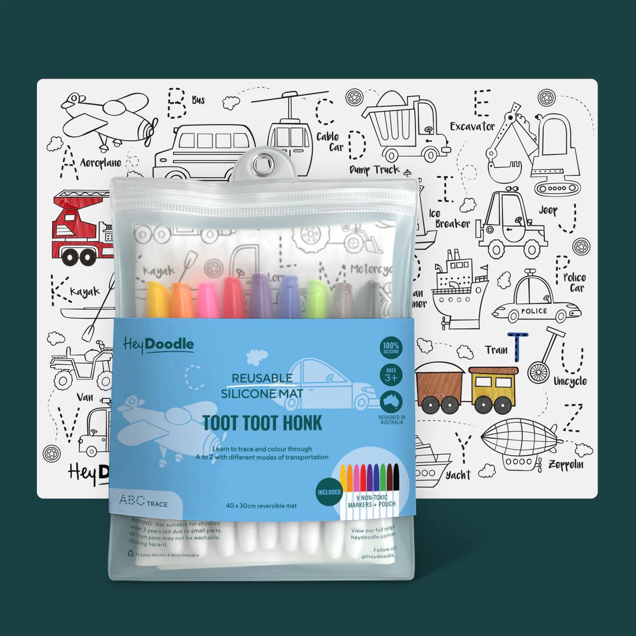 HEY DOODLE PLACEMAT - TOOT TOOT HONK!