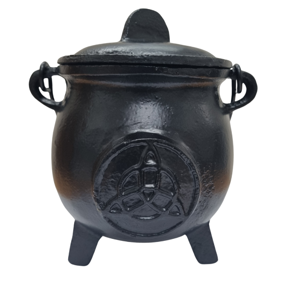 TRIQUETRA CAST IRON CAULDRON WITH LID - BLACK