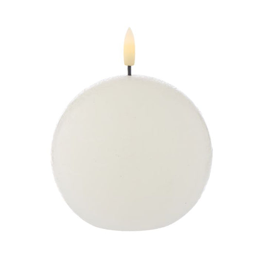 AMALFI HUGHE LED FLICKERING SPHERICAL CANDLE RUSTIC WHITE 10X10X9CM