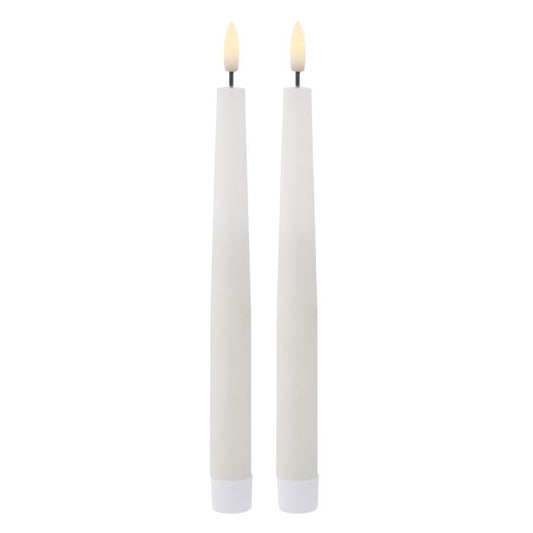 AMALFI HUGHE LED FLICKERING TAPER CANDLE 2PCS SET RUSTIC WHITE 2X2X24CM