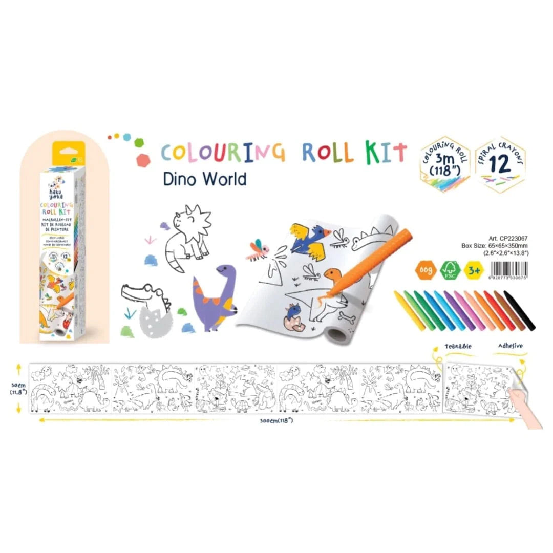 HAKU YOKA COLOURING ROLL KIIT - DINO WORLD!