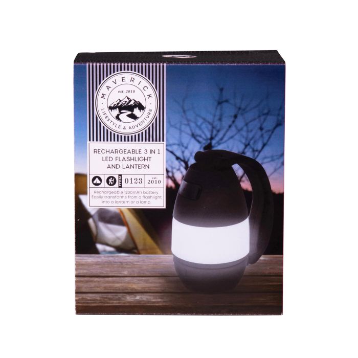MAVERICK - RECHARGRABLE 3 IN 1 LED FLASHLIGHT AND LANTERN