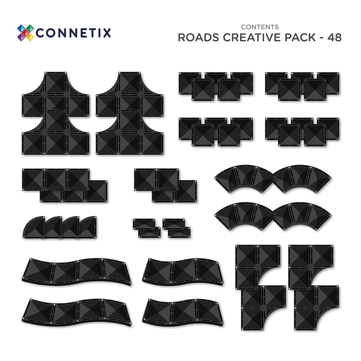CONNETIX TILES - ROADS CREATIVE PACK - 48 PIECES