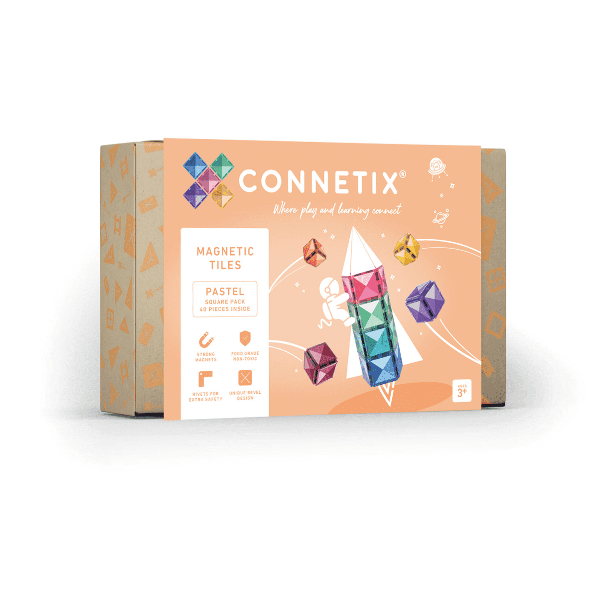 CONNETIX TILES - PASTEL SQUARE PACK - 40 PIECES