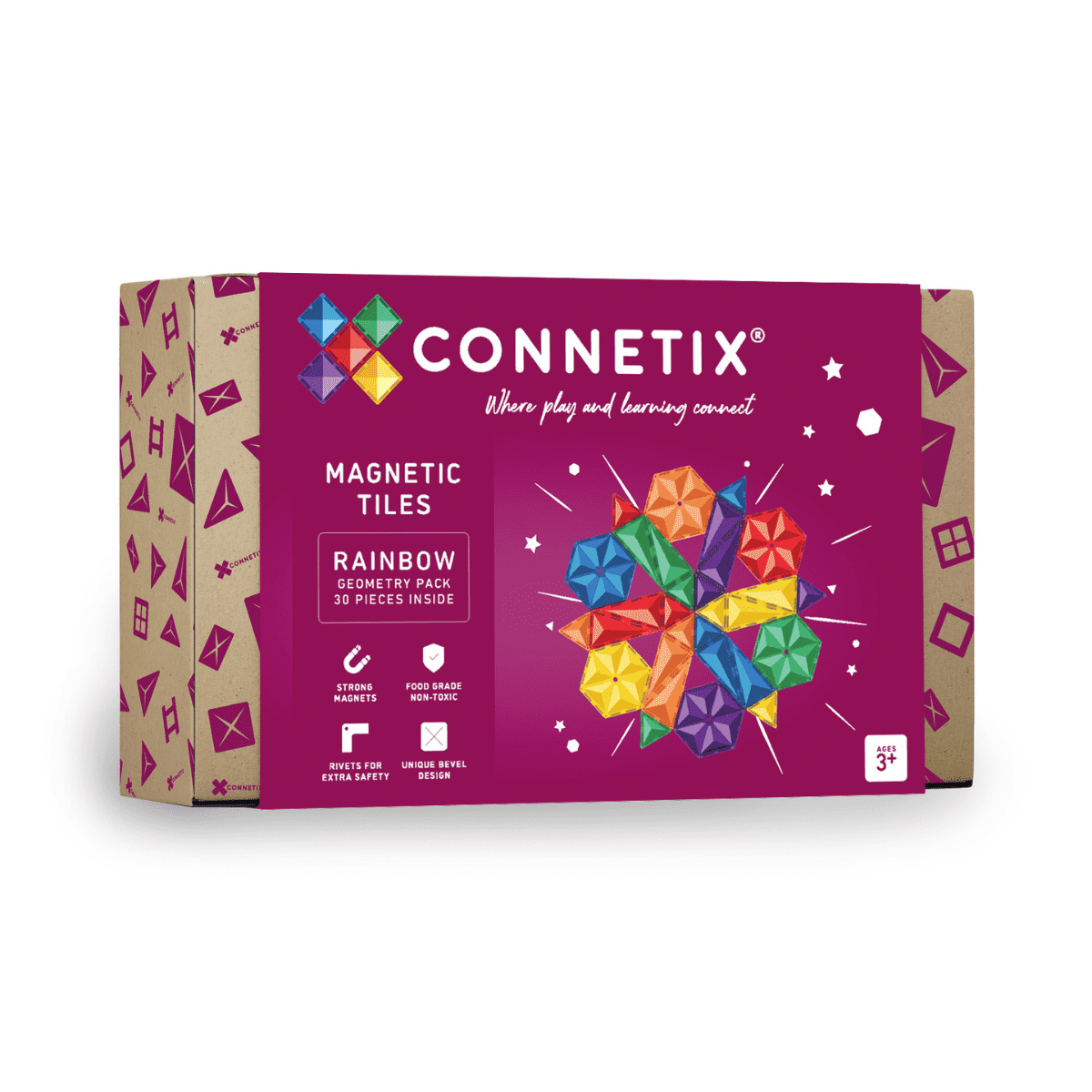CONNETIX TILES - RAINBOW GEOMETRY PACK (30 Pieces)