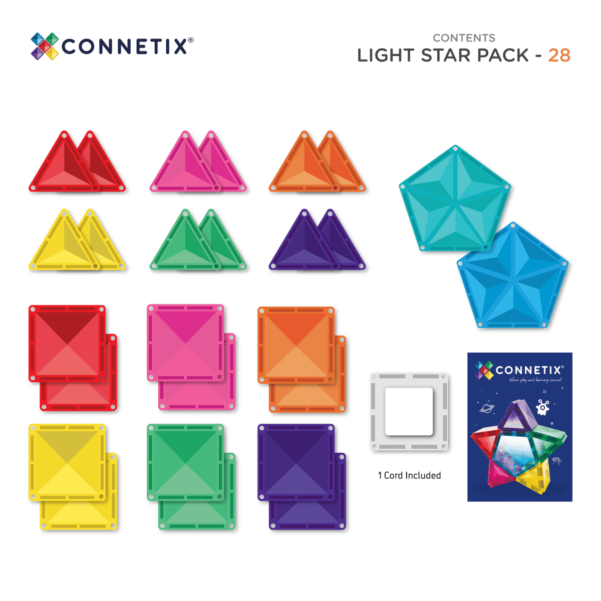 CONNETIX TILES - LIGHT STAR PACK - 28 pieces