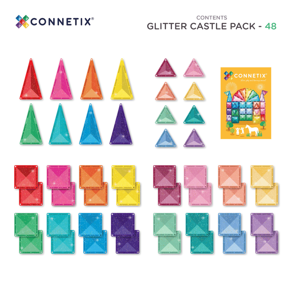 CONNETIX TILES - GLITTER CASTLE PACK 48 pieces