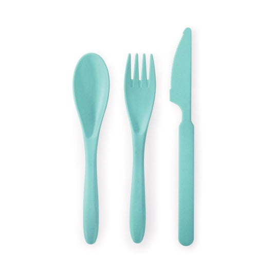 ISALBI - WHEAT STRAW CUTELRY SET - TURQOISE