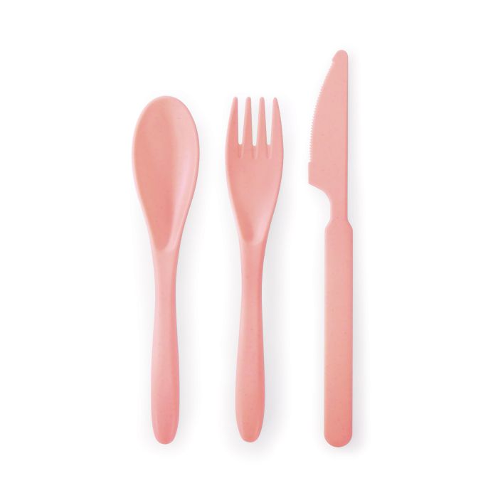 ISALBI - WHEAT STRAW CUTELRY SET - ORANGE