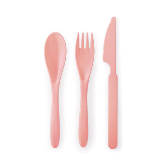 ISALBI - WHEAT STRAW CUTELRY SET - ORANGE