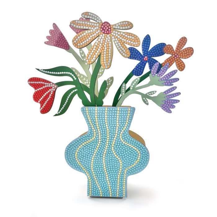 ISALBI DIAMOND ART VASE OF FLOWERS - BLUE