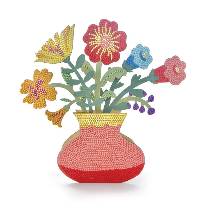 ISALBI DIAMOND ART VASE OF FLOWERS - RED