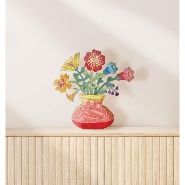 ISALBI DIAMOND ART VASE OF FLOWERS - RED