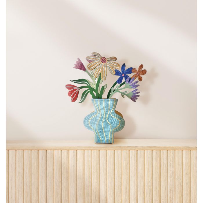 ISALBI DIAMOND ART VASE OF FLOWERS - BLUE
